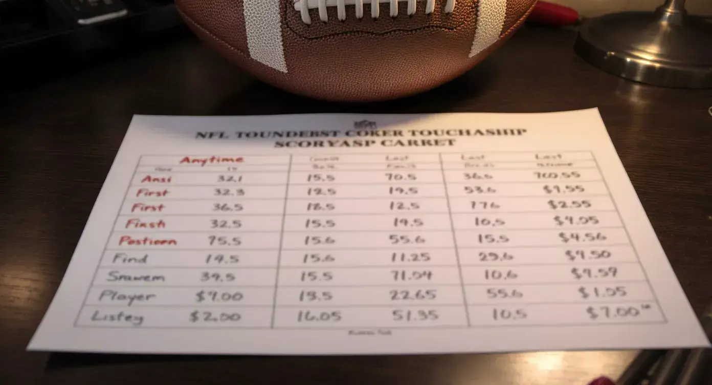 UK NFL touchdown scorer betting card with anytime, first and last markets